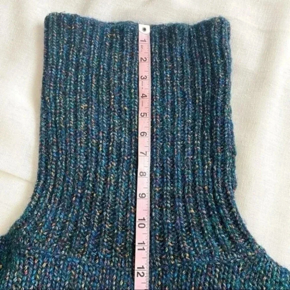 ZARA KNIT Italian Yarn Turtleneck Metallic Thread Knit Sweater Emerald Green